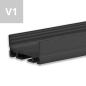 Preview: LED Aufbauprofil SURF20 FLAT V1 Aluminium schwarz RAL 9005, 200cm