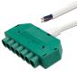 Preview: Mini-Plug 6-fach Verteiler female, 1m, 2x0,75, IP54, weiß-grün, max. 48V/6A