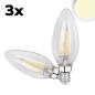 Preview: E14 LED Kerze, 4W, klar, warmweiß, 3er Pack