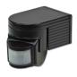 Preview: PIR Bewegungsmelder schwarz, 230V, max. 4A, 180° max. 10m Detektionsradius, IP44, Aufputzmontage