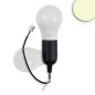 Preview: Baufassung E27 SET mit Federklemme, Öse und LED bulb 9W, warmweiß