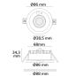 Preview: LED Einbaustrahler Vario-68 mit PIR-Sensor 6W, 60°, 2700|3000|4000|6000K, IP65, CRI90, weiß