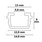 Preview: Gardinen-Inlay schwarz transluzent, Innenformat B=9.7 H=6.5mm Schlitz 6mm, 100cm