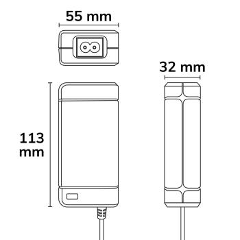 Preview: Trafo 24V/DC, 0-60W, mit Rundstecker und Flachstecker