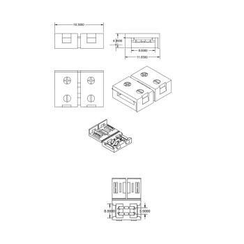 Preview: Clip-Verbinder (max. 5A) C1-28 für 2-pol. IP20 Flexstripes mit Breite 8mm, Pitch >12mm