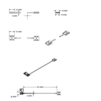 Preview: Clip-Verbinder mit Kabel (max. 5A) C1-210 für 2-pol. IP20 Flexstripes mit Breite 10mm, Pitch >12mm