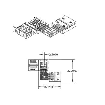 Preview: Clip-Eck-Verbinder (max. 5A) C1-210 für 2-pol. IP20 Flexstripes mit Breite 10mm, Pitch >12mm