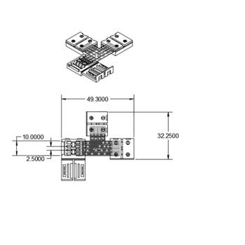 Preview: Clip-T-Verbinder (max. 5A) C1-210 für 2-pol. IP20 Flexstripes mit Breite 10mm, Pitch >12mm