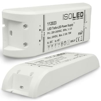 LED Trafo 24V/DC, 0-75W, SELV, flach