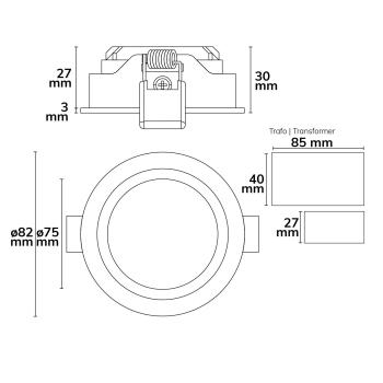 Preview: LED Einbaustrahler, silber, 8W SMD, 120°, rund, warmweiß, dimmbar