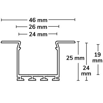 Preview: LED Einbauprofil WING20 Flansch gerade, eloxiert L: 200cm