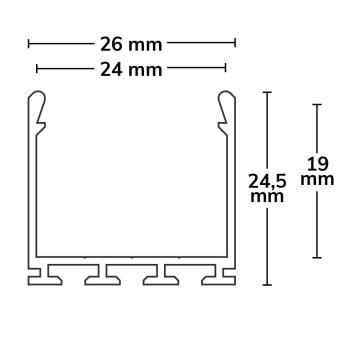Preview: LED Aufbauprofil WING20, eloxiert L: 200cm