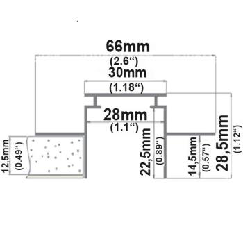 Preview: Installationskanal für Einbauprofile WING, L: 200cm für 12,5mm Rigips-Platten