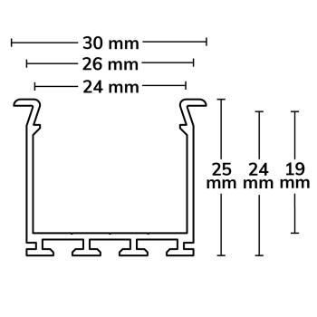 Preview: LED Einbauprofil WING20 Miniflansch gerade, eloxiert L: 200cm