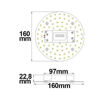 Preview: LED Umrüstplatine 160mm, 12W, mit Magnet, warmweiß