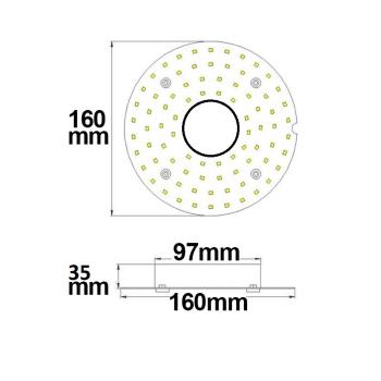 Preview: LED Umrüstplatine 160mm, 14W, warmweiß, mit Haltemagnet und HF-Bewegungssensor