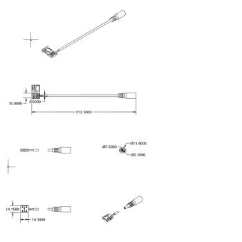 Preview: Clip-Rundstecker-Anschluss (max. 5A) für 2-pol. IP20 Flexstripes Breite 10mm, Pitch-Abstand >12mm