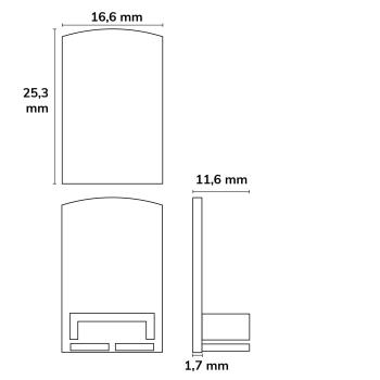 Preview: Endkappe EC16 für SURF12 RAIL inkl. COVER4, ohne Kabelausgang, PVC, grauweiß