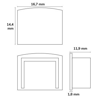 Preview: Endkappe EC10 für SURF12 BORDERLESS mit COVER3, ohne Kabelausgang, PVC, grauweiß