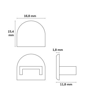 Preview: Endkappe EC19 für SURF12 RAIL inkl. COVER5, ohne Kabelausgang, PVC, grauweiß