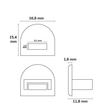 Preview: Endkappe EC20 für SURF12 RAIL inkl. COVER5, mit Kabelausgang, PVC, grauweiß