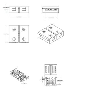 Preview: Clip-Verbinder (max. 5A) C1-310 für 3-pol. IP20 Flexstripes mit Breite 10mm, Pitch >12mm