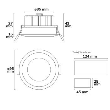 Preview: LED Einbaustrahler SUNSET, weiß, 15W, 45°, 2200-3100K, Dimm-to-warm
