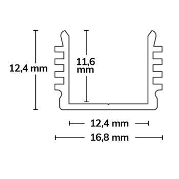 Preview: LED Aufbauprofil SURF12 BORDERLESS Aluminium eloxiert, 200cm