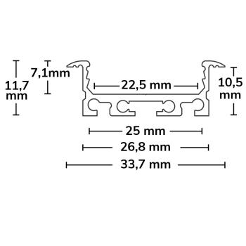 Preview: LED Einbauprofil DIVE20 FLAT V1 Aluminium eloxiert, 200cm