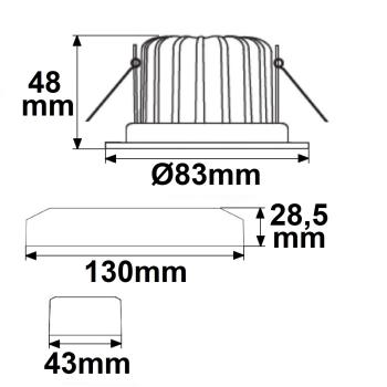 Preview: LED Einbaustrahler Sys-68, 10W, IP65, warmweiß, dimmbar (exkl. Cover)