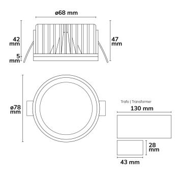 Preview: LED Einbaustrahler Sys-68, 10W, IP65, neutralweiß, dimmbar (exkl. Cover)