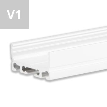 LED Aufbauprofil SURF20 FLAT V1 Aluminium pulverbeschichtet weiß RAL 9010, 200cm