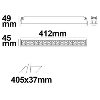 Preview: LED Einbauleuchte Raster Line weiß/schwarz , dimmbar, 30W, warmweiß