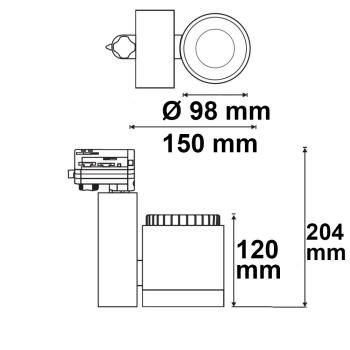 Preview: 3-Phasen Schienenstrahler fokussierbar, 30W, 30°-50°, weiß matt, 4000K, dimmbar