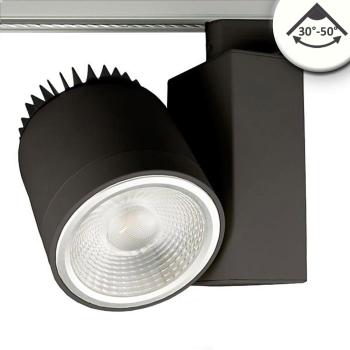 3-Phasen Schienenstrahler fokussierbar, 30W, 30°-50°, schwarz matt, 4000K, dimmbar