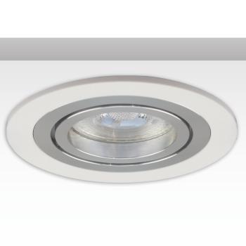Einbaurahmen rund, Loch 80mm, weiß + Alu gebürstet, für GU10/MR16 Spots
