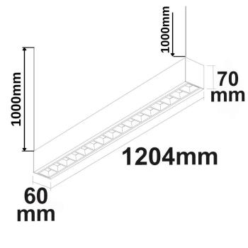 Preview: LED Aufbau/Hängeleuchte Linear Raster 40W, anreihbar, weiß, 3000|3500|4000K, inkl.Seil, exkl.Kabel