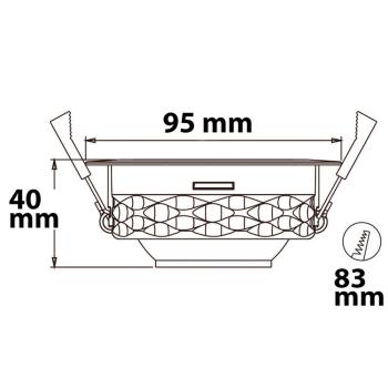 Preview: LED Einbaustrahler asymmetrisch COB, weiß, 8W, 50°, IP44, rund, warmweiß, dimmbar