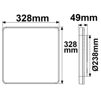 Preview: LED Decken/Wandleuchte 24W, weiß, eckig, 328x328mm, IP54, ColorSwitch 3000|4000K