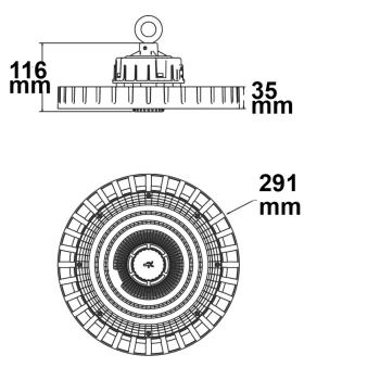 Preview: LED Hallenleuchte MS 150W, 90°, IK10, IP65, 1-10V dimmbar, neutralweiß
