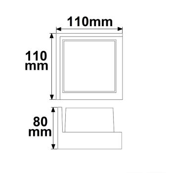Preview: LED Wandleuchte eckig, 6W, IP54, sandschwarz, warmweiß