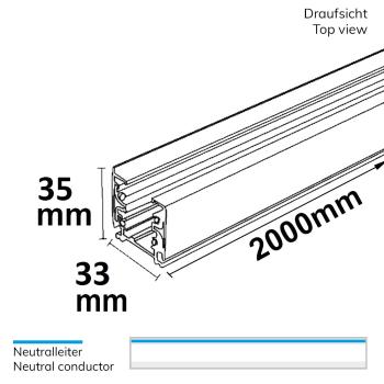 Preview: 3-Phasen S1 Stromschiene, 2m, weiß