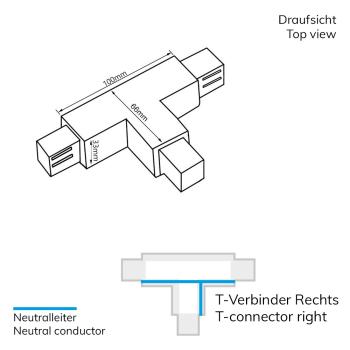 Preview: 3-Phasen S1 T-Verbinder N-Leiter rechts, Schutzleiter links, schwarz