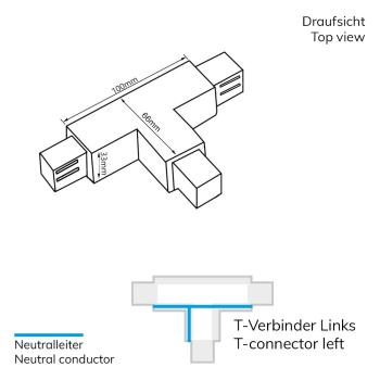 Preview: 3-Phasen S1 T-Verbinder N-Leiter links, Schutzleiter rechts, schwarz