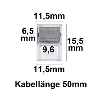 Preview: Kontakt-Verbinder mit Kabel (max. 5A) K1-210 für 2-pol. IP20 Flexstripes mit Breite 10mm, Pitch >7mm