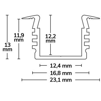Preview: LED Einbauprofil DIVE12 Aluminium schwarz, 200cm