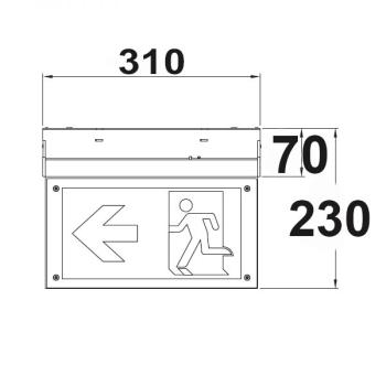 Preview: Vertikales Schild für LED Notlicht/Fluchtwegleuchte UNI4