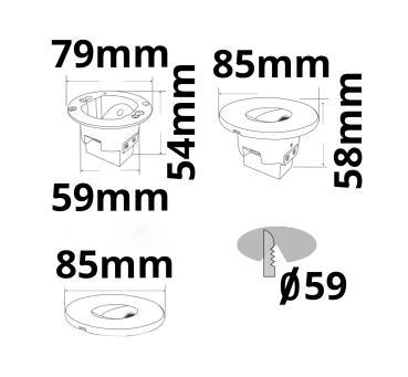 Preview: LED Wandeinbauleuchte Sys-Wall68 230V, 3W, ColorSwitch 3000|4000|6000K, inkl. Dose/exkl. Cover