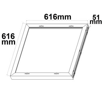 Preview: Aufbaurahmen weiß RAL 9016, Höhe 5cm, für LED Panels 600x600, vormontiert zur Schnellmontage