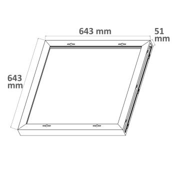Preview: Aufbaurahmen weiß RAL 9016, Höhe 5cm, für LED Panels 625x625, vormontiert zur Schnellmontage